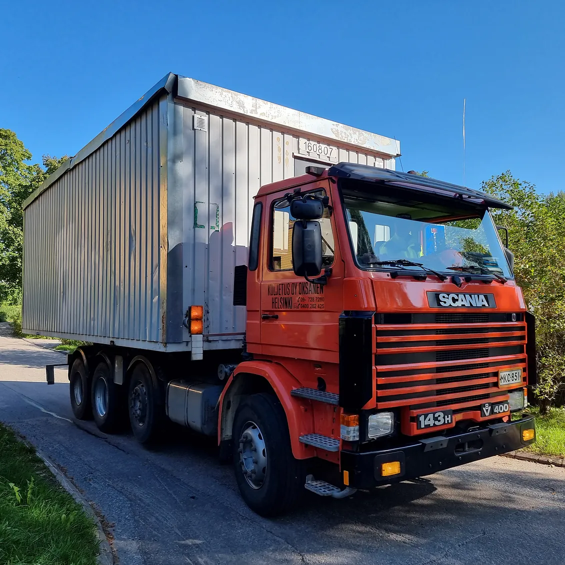 Scania, Scania 143, ylileveä, parakki, vaihtolava, helsinki, espoo, vantaa